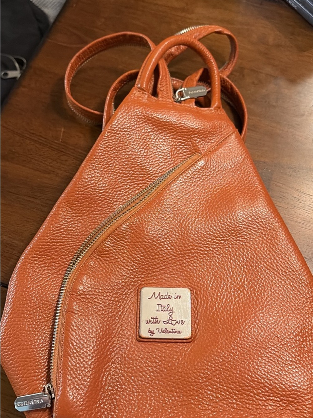 Valentina Brown Leather Backpack Crossbody